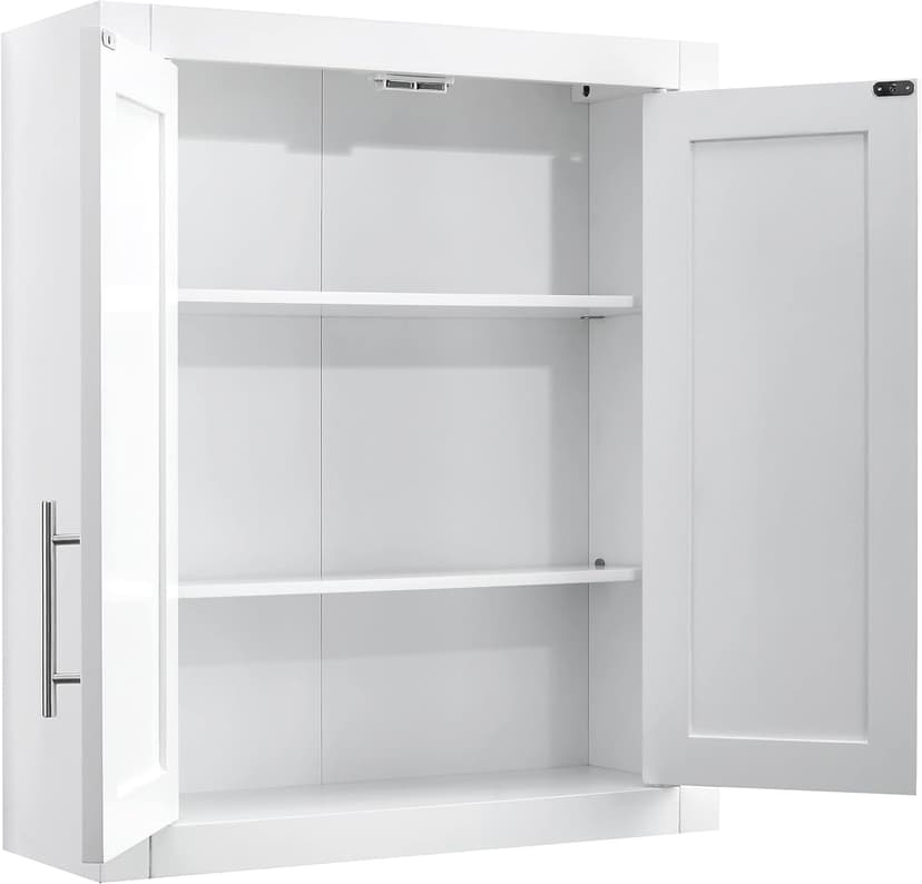 Crosley Furniture Savannah Wall Mounted Bathroom Storage Medicine Cabinet with Shelves, White