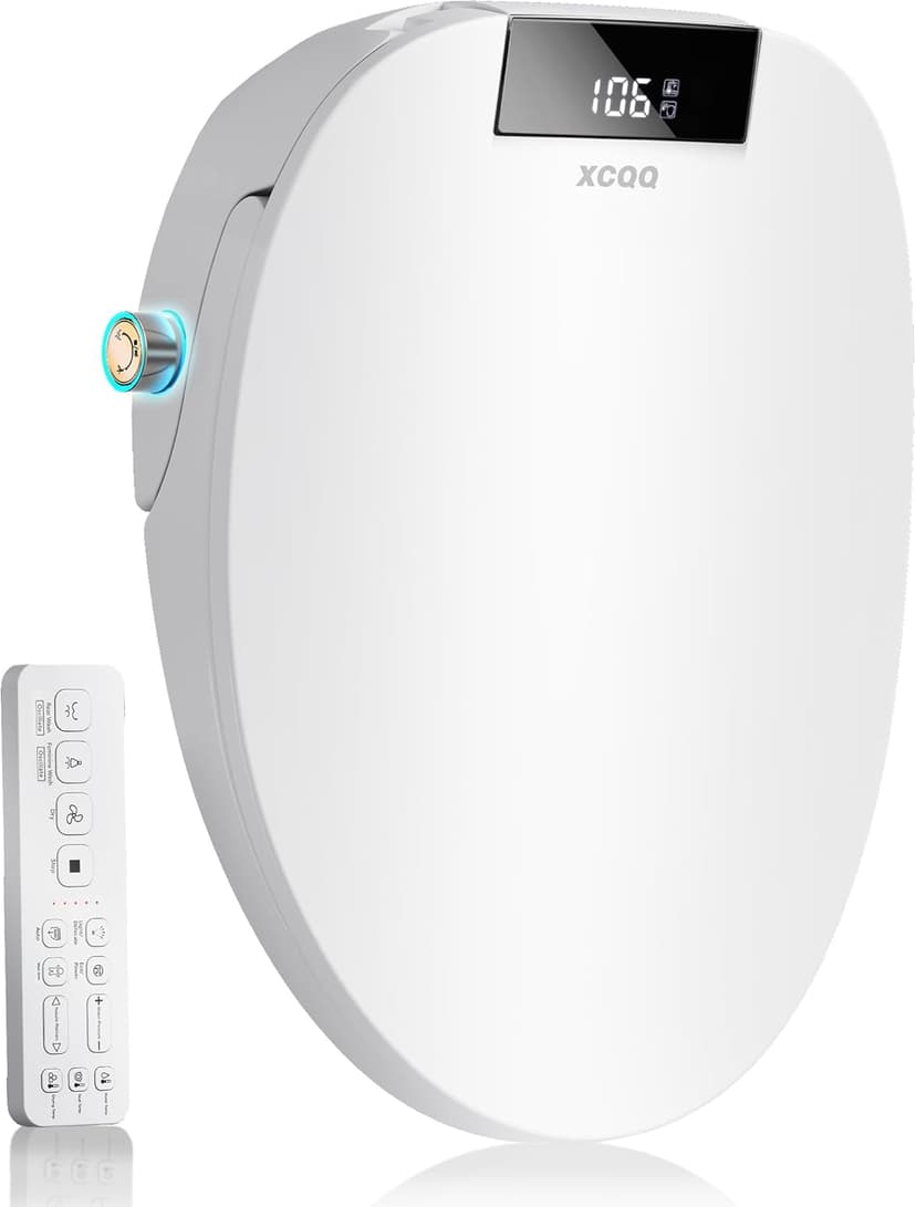 Electric Bidet Toilet Seat Elongated, Heated Toilet Seat, Instant Warm Water, Warm Air Dryer, Rear Feminine and Oscillating Washing, Wireless Remote, Night Light, Slow Close Lid, LED Display