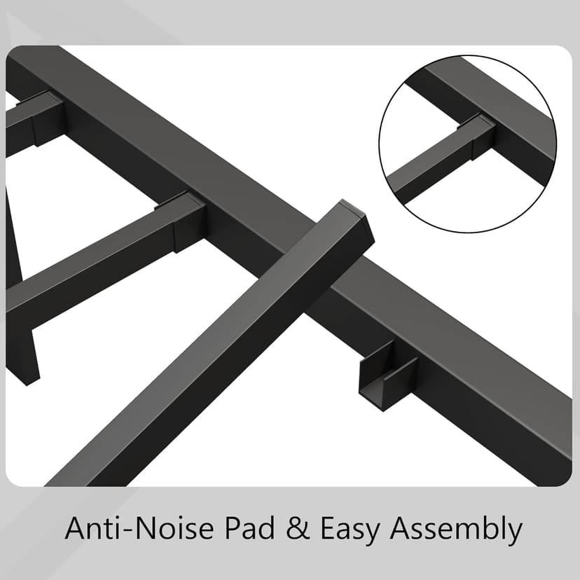 King Size Metal Platform Bed Frame/Victorian Style Headboard and Footboard/Steel Slat Support/Easy Assembly/No Box Spring Needed/Underbed Storage/Noise Free/Black