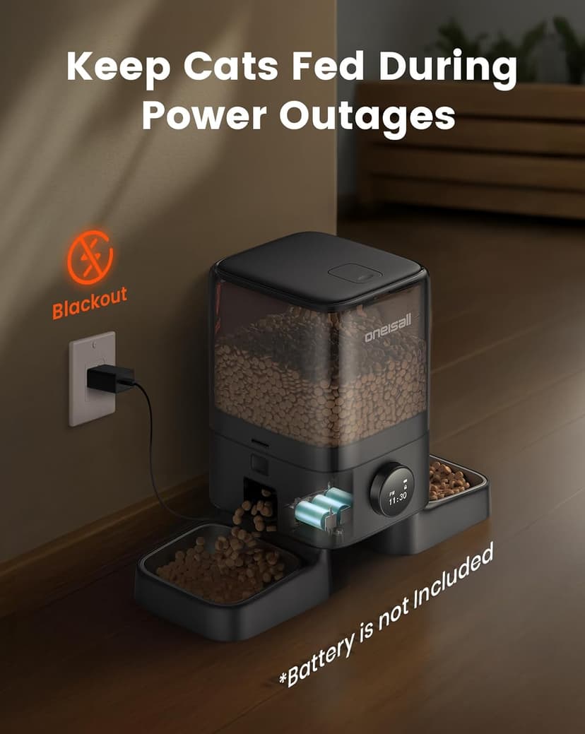 oneisall Automatic Cat Feeders 2 Cat, 20 Cups/5L Cats Auto Feeder, Automatic Cats Food Dispenser for Small Pets Indoor, Timed Pet Feeder for Dry Food