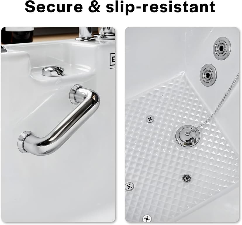 Empava Walk in Tub, 54" Whirlpool Bathtub with 12 Air & 13 Water Jets, Heated Massage Soaking Tub, 20% Wider Outward Swing Door, Right Drain,Walk-In Bathtub for Seniors, Acrylic