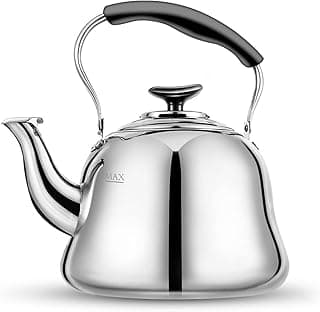 Tea Kettle Stovetop Whistling Teakettle ClassicTeapot Stainless Steel Tea Pots for Stove Top with Heat-resistant Folding Handle Mirror Finish, 2 liters
