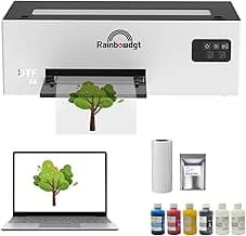 DTF Printer Machine with Computer A4 DTF Transfer Printers with White Ink Circulation.Direct to Film T-Shirt Printing Machine (Printer +Laptop)