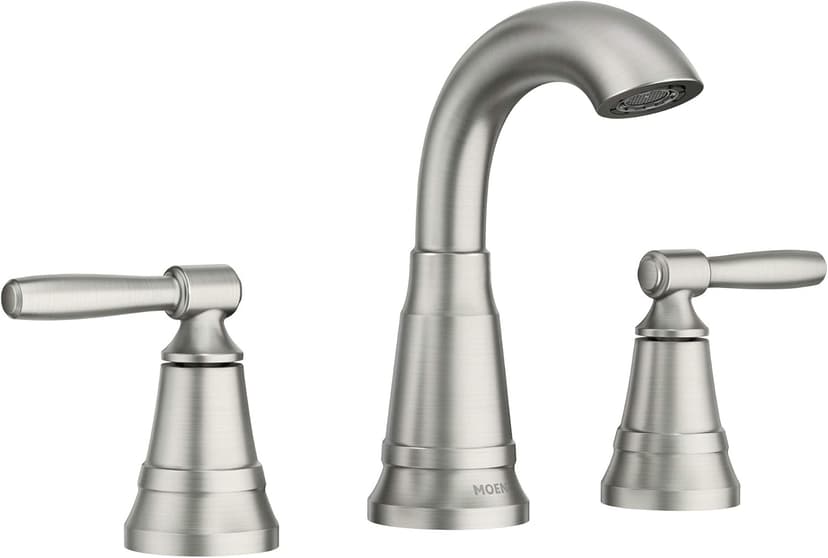 Moen Halle Spot Resist Nickel Widespread Traditional Bathroom Faucet with Drain Assembly for 3-Hole Applications, 84972SRN