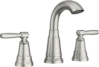 Moen Halle Spot Resist Nickel Widespread Traditional Bathroom Faucet with Drain Assembly for 3-Hole Applications, 84972SRN