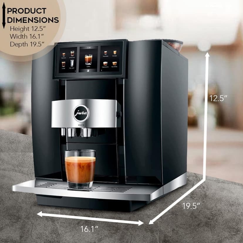 Jura GIGA 10 Automatic Espresso Machine (Diamond Black) Bundle with Water Stabilizer, Milk System Cleaner Mini-Tabs, Cleaning Tablets, Milk Containers, and Capresso Coffee Bean (6 Items)
