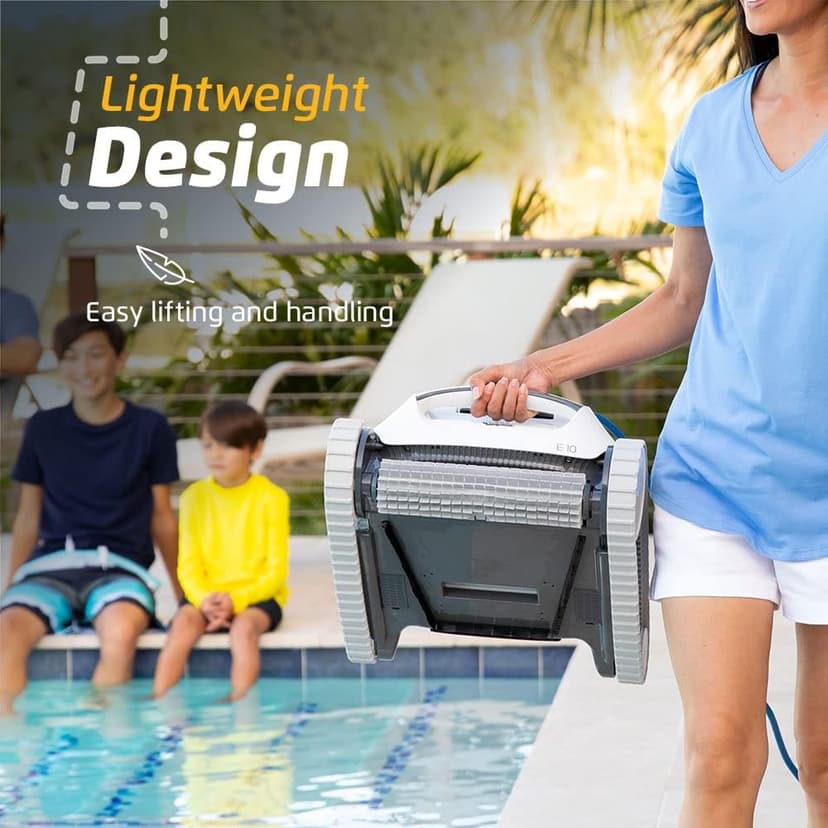 Dolphin (2025 Model) E10 Automatic Robotic Pool Vacuum Cleaner, Active Scrubber Brush, Top Load Filters Access, Ideal for Above-Ground Pools up to 30 FT in Length