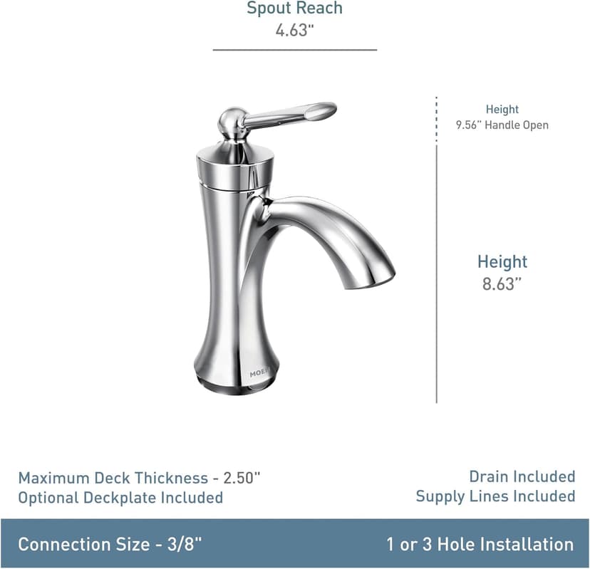 Moen 4500ORB Wynford One Handle Single Hole Traditional Bathroom Faucet, Oil-Rubbed Bronze