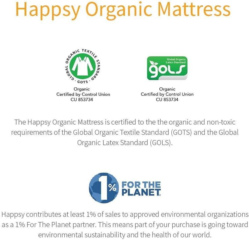 Happsy Organic Hybrid Mattress - Natural Latex Mattress with Encased Coil Layers - Medium Firm, Pressure Relieving - Bed-in-a-Box - King