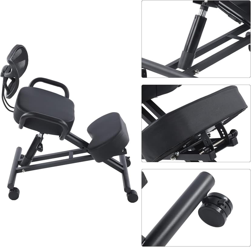 Ejoyous Kneeling Chair, Pneumatic Posture Correcting Knee Stool with Cushion Height Adjustable Rolling Orthopaedic Desk Stool for Banking Meeting Room Office Home Reception