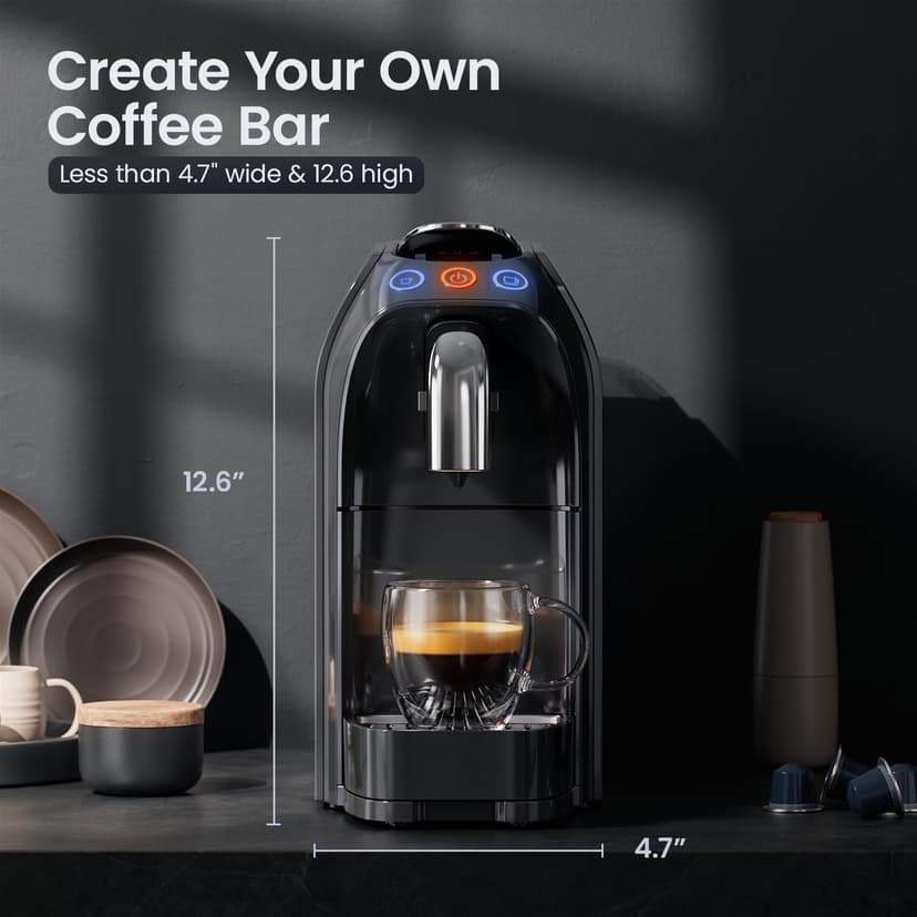 Espresso Capsule Machine Single Serve Coffee Maker Compatible with N Original Pods - 20Bar Barista Pump for Home Espresso & Lungo, Kitchen, Office