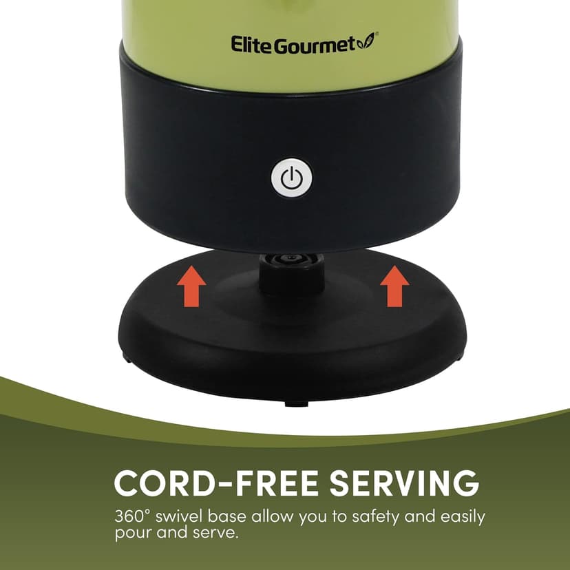 Elite Gourmet EC812G Vintage 50’s Electric Coffee Percolator Clear Brew Progress Knob Cool-Touch Handle Cord-less Serve, 12-Cup, Retro Green