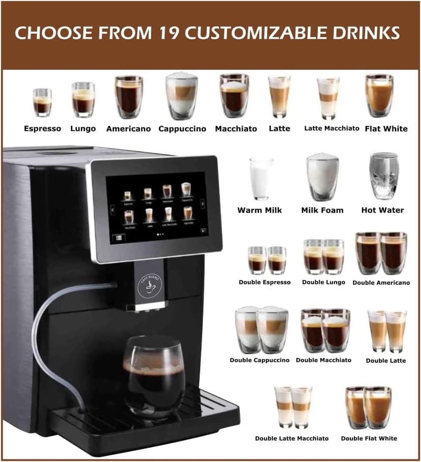 Super Automatic Espresso Machine For Home - Coffee Machine With Grinder & Milk Frother For Latte, Cappuccino, Macchiato - Auto Wake & Sleep – All Milk Types