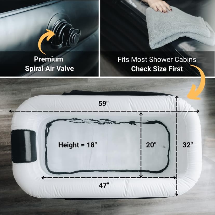 Alaskey® Portable Inflatable Bathtub – Foldable & Freestanding Soaking Tub for Adults – Durable, Space-Saving, Easy to Store – Home Spa & Relaxation