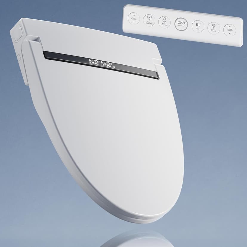 VALBELV Bidet Toilet Seat with Dryer & Warm Water, Self Cleaning Electric Elongated Bidet Attachment for Toilet with Rear/Front/SPA Wash, Slow Close Toilet Seat with Remote Control