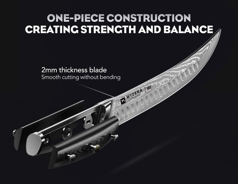 Carving Knife-10 Real Damascus Breaking Knife,Razor Sharp Butcher knife Curved Scimitar Brisket Knife for Meating Cutting with G10 Handle
