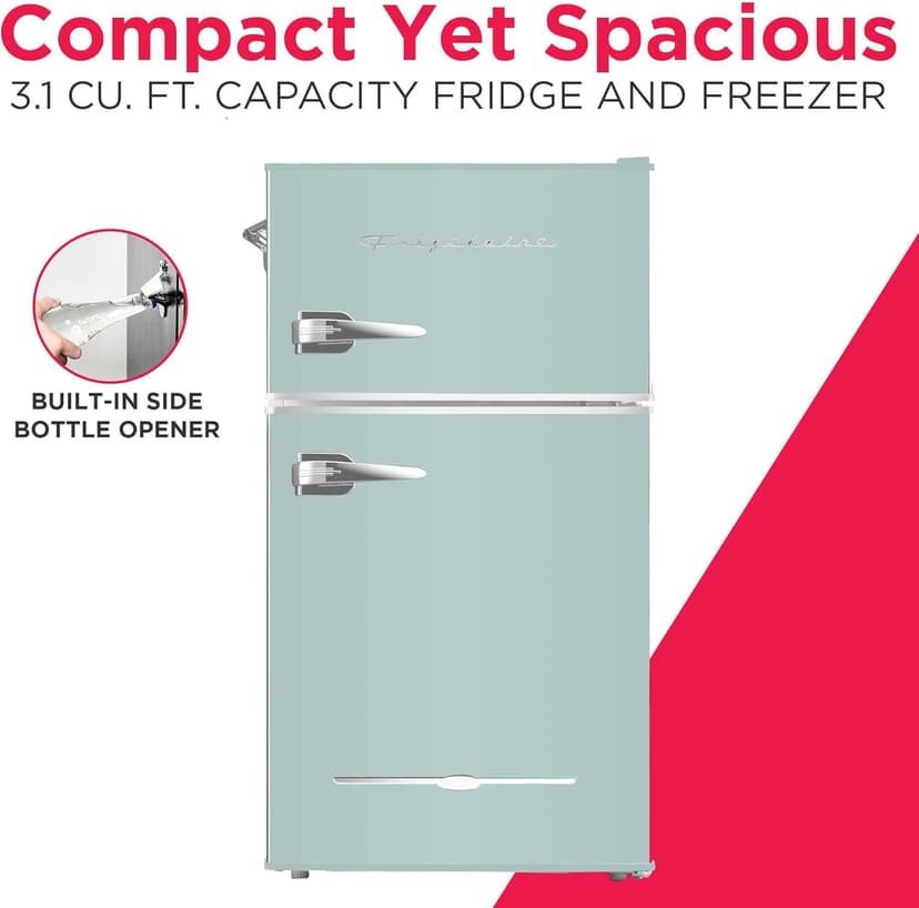 Frigidaire EFR840 Retro Mini Fridge with Freezer & Side Bottle Opener - Small 2 Door Refrigerator for Office Bar or College Dorm Room - 3.2 Cu Ft, Mint