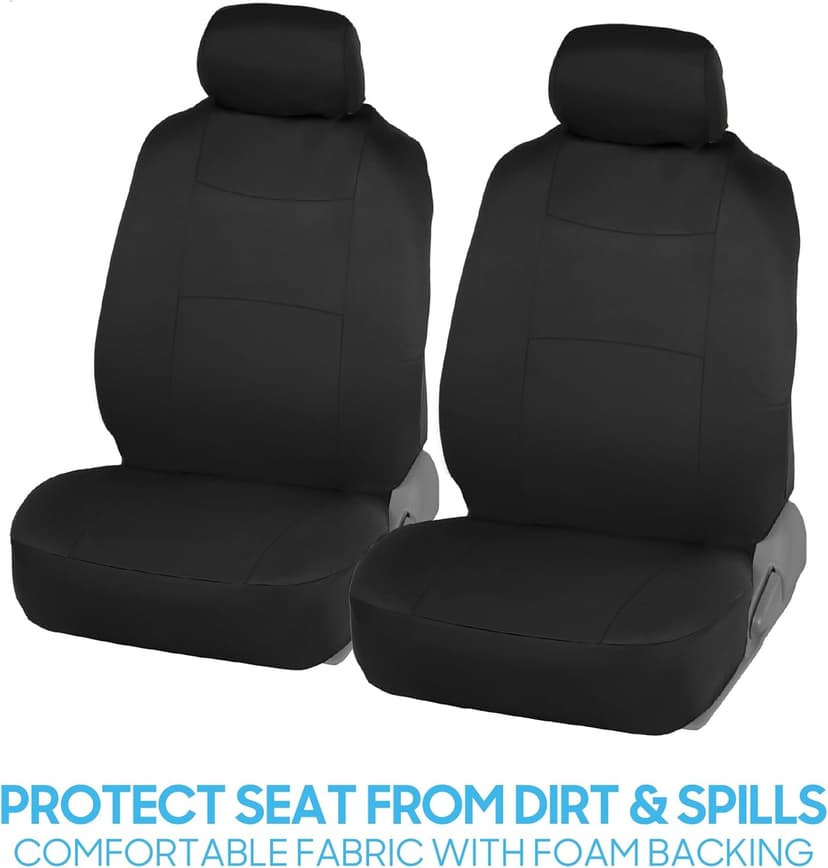 BDK PolyPro Car Seat Covers Full Set in Solid Black, Front and Rear Split Bench Seat Covers for Cars, Easy to Install Car Seats Cover Set and Accessories for Auto Trucks Van SUV - Solid Black