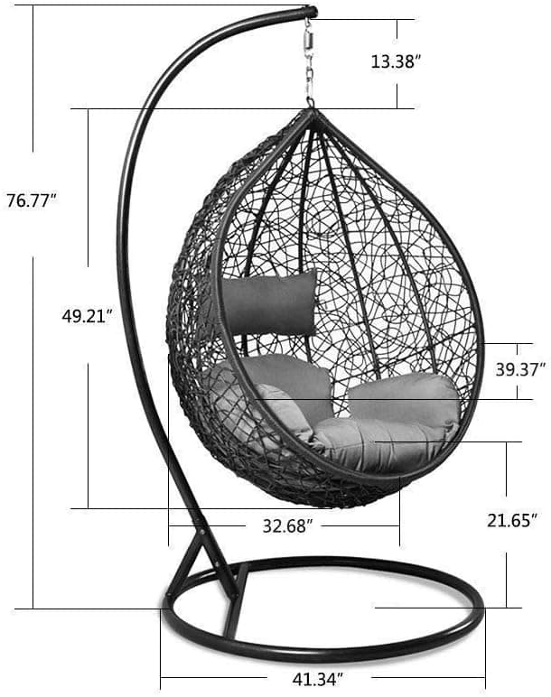 Island Gale Luxury Hanging Hammock Porch Rattan Wicker Swing Chair Outdoor Egg Chair with Cushion and Stand (Green)