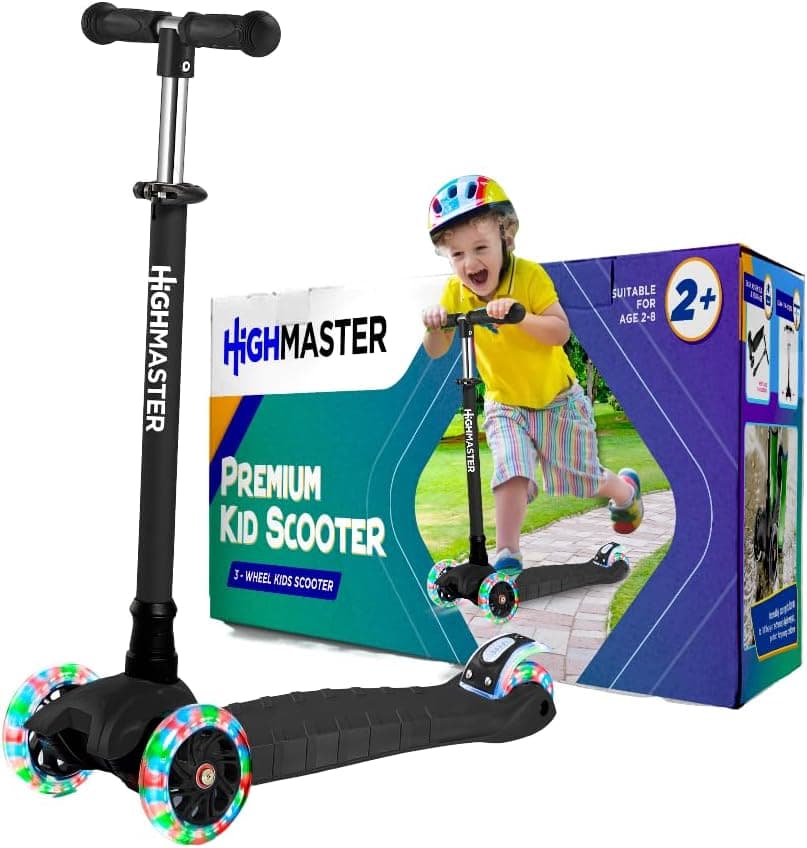 Kids Scooter – 3 Wheel Kick Scooter for Children and Toddlers – Adjustable Handlebar with LED Wheel Lights – Indoor and Outdoor Fun