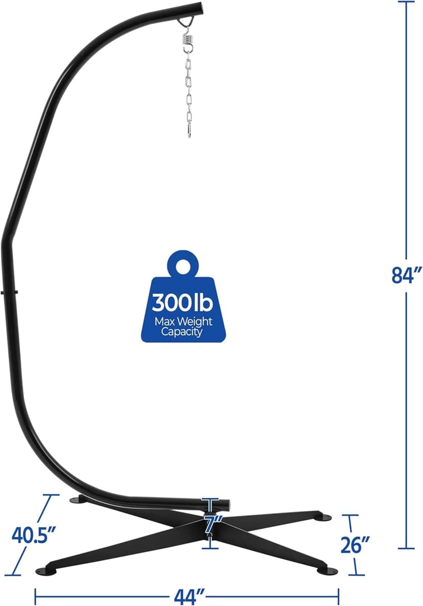 Yaheetech Hammock Chair Stand, C-Stand for Hanging Hammock Chair w/Buckle & S-Shaped Hook - Free Rotation C-Stand Hammock Stand for Hanging Chairs, Swings, Max.Weight Capacity 300Lb