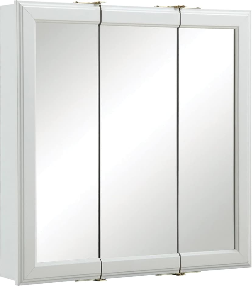 Design House 24 Inch Bathroom Medicine Cabinet, Wall Mounted, 3 Mirror, Doors White, 535849-WHT