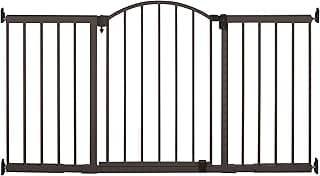Summer Infant Metal Expansion Extra Wide Safety Pet and Baby Gate, 44"-71" Wide, 36” Tall, Hardware Mounted for Dog and Child Safety, Fits Large Opening or Doorway, Auto Close Walk Thru Door - Bronze