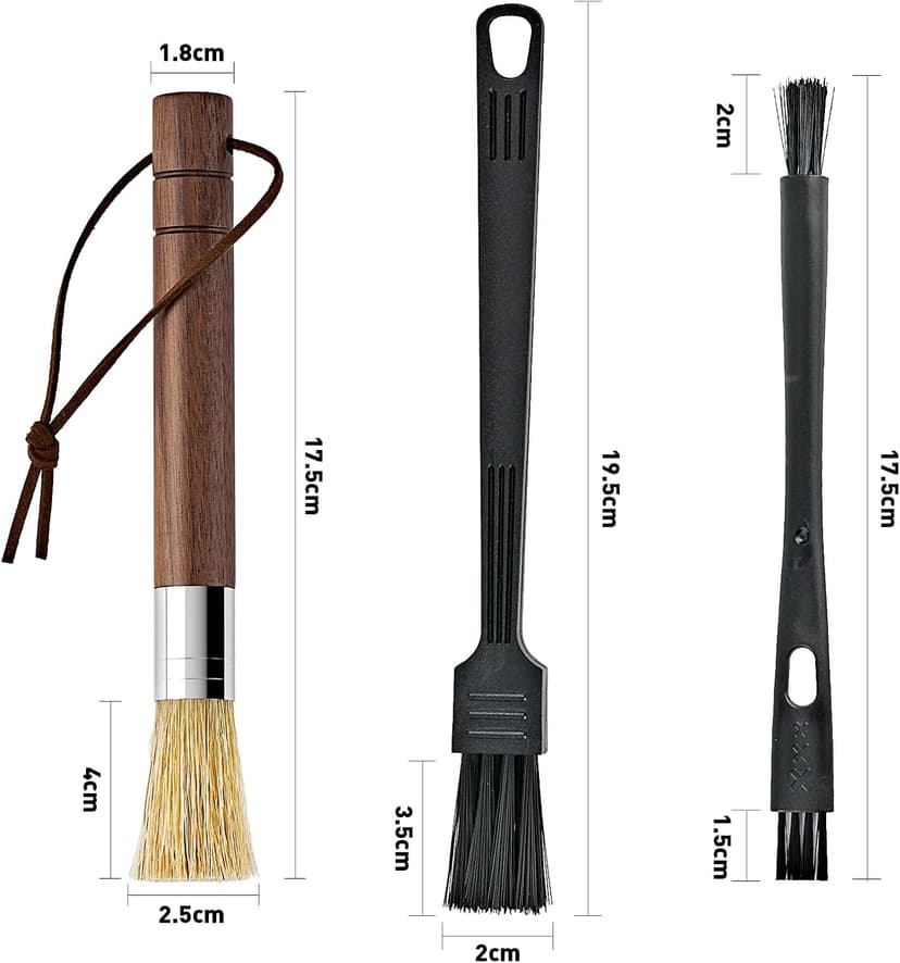 Coffee Grinder Cleaning Brush Set, Espresso Machine Brush Cleaner Tool with Walnut Wood Handle and Natural Bristles for Barista Home Kitchen