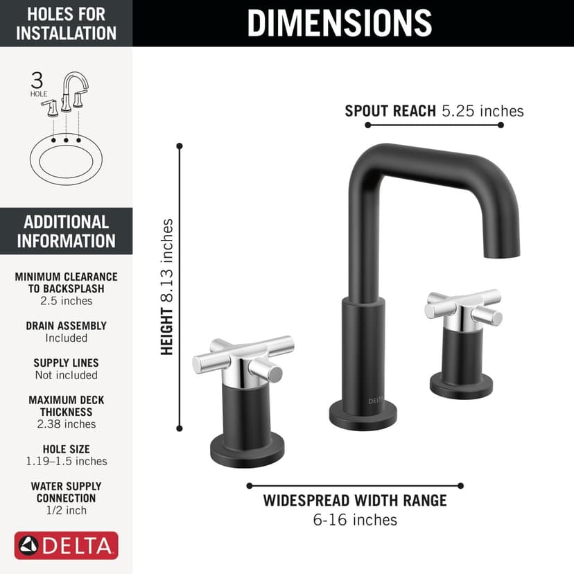 Delta Nicoli Brushed Gold Bathroom Faucet 3 Hole, 8 Inch Widespread Bathroom Sink Faucet for Vanity, Push-Pop Drain Assembly, Champagne Bronze 35894LF-CZ