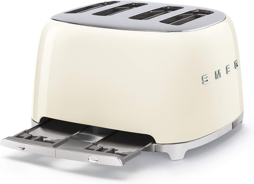 Smeg 50's Style Retro Aesthetic 4 Slice Toaster 6 Presets Extra Wide Slots Cream TSF03CRUS