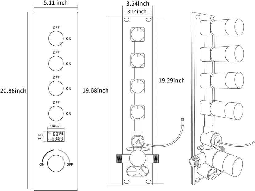 AYIVG Matte Black Thermostatic Rainfall Full Body Shower System With 2 In 1 Waterfall Rainfall Ceiling Mount 16 X 24 Inch Rain Shower Head 6 Jets Temperature Display Shower Faucet Set