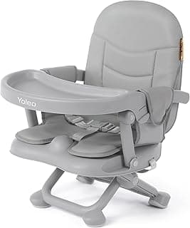 YOLEO Baby High Chair Booster Seat for Dining Table, Adjustable Height Travel Foldable High Chairs with Tray