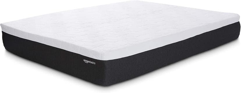 Amazon Basics Gel Memory Foam Mattress, Firm, Cooling, Queen Size Mattress, CertiPUR-US® Certified Foam, 80 x 60 x 12 inches, White/Dark Gray
