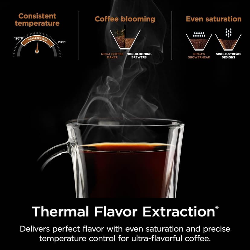 Ninja CM371 Hot & Iced XL Coffee Maker with Rapid Cold Brew, 4 Brew Styles, 8 Sizes Small Cup to Travel Mug, Single-Serve and 12-Cup Carafe, Permanent Filter, Removable Reservoir, Black (Renewed)