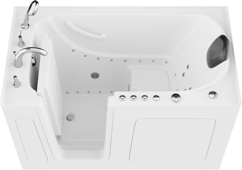 ANZZI Tubs Series Left Drain Quick Fill Walk-In Whirlpool and Air Tub with Powered Fast Drain in White Finish 32 in. x 60 in. | AMZ3260LWD