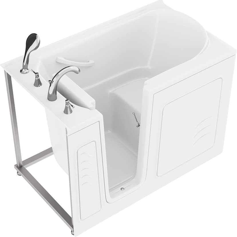 ANZZI Walk In Tub 53'' x 30'' Right Drain Soaking Bathtub in White Walk-In Soaker Tub with Easy Access Safe Grab Bars and Slip-Resistant Material and Quick Fill Faucet