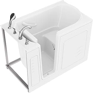 ANZZI Walk In Tub 53'' x 30'' Right Drain Soaking Bathtub in White Walk-In Soaker Tub with Easy Access Safe Grab Bars and Slip-Resistant Material and Quick Fill Faucet