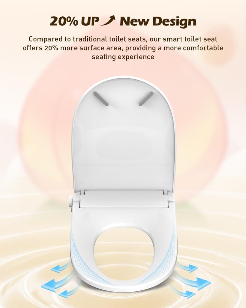 iliD Smart Max Bidet Toilet Seat, Electric Elongated Ecoseat with Four Cleaning Modes, Auto Open/Close, Wider Seat, Ultra Slim, Female Wash and Rear Wash