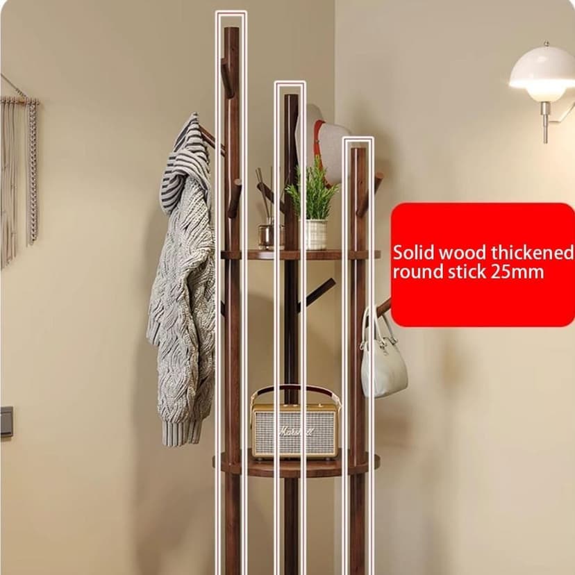 Rotary Coat Rack - Solid Wood Freestanding Coat Rack with Shelf and 9 Hooks - Ideal for Entryway, Bedroom, Living Room - Stylish and Functional Storage Solution