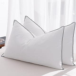 Feather Down Pillows King Size Set of 2, Luxury Hotel Collection Bed Pillow 2 Pack, Airyfil™ Powered Fillings & Feathers Pillow，Fluffy Plush for Side Sleepers, Medium Firm, 20x36 in.