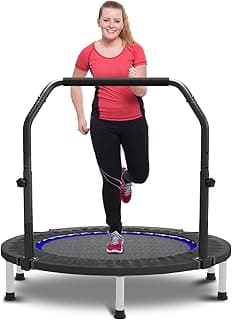 HYD-Parts 40" 48" Mini Trampoline for Adults and Kids Exercise Rebounder with Adjustable Bar Fitness Trampoline Indoor Max Load 330 440lbs