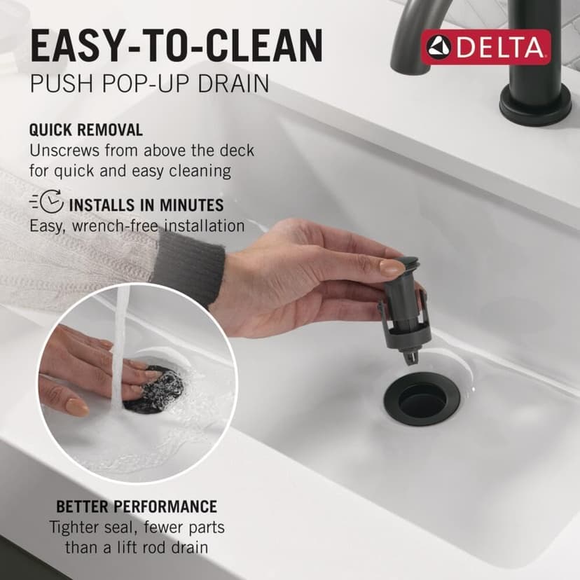 Delta 581LF-BLGPM-PP Modern Bathroom Faucet, 1.0 GPM Water Flow, Matte Black