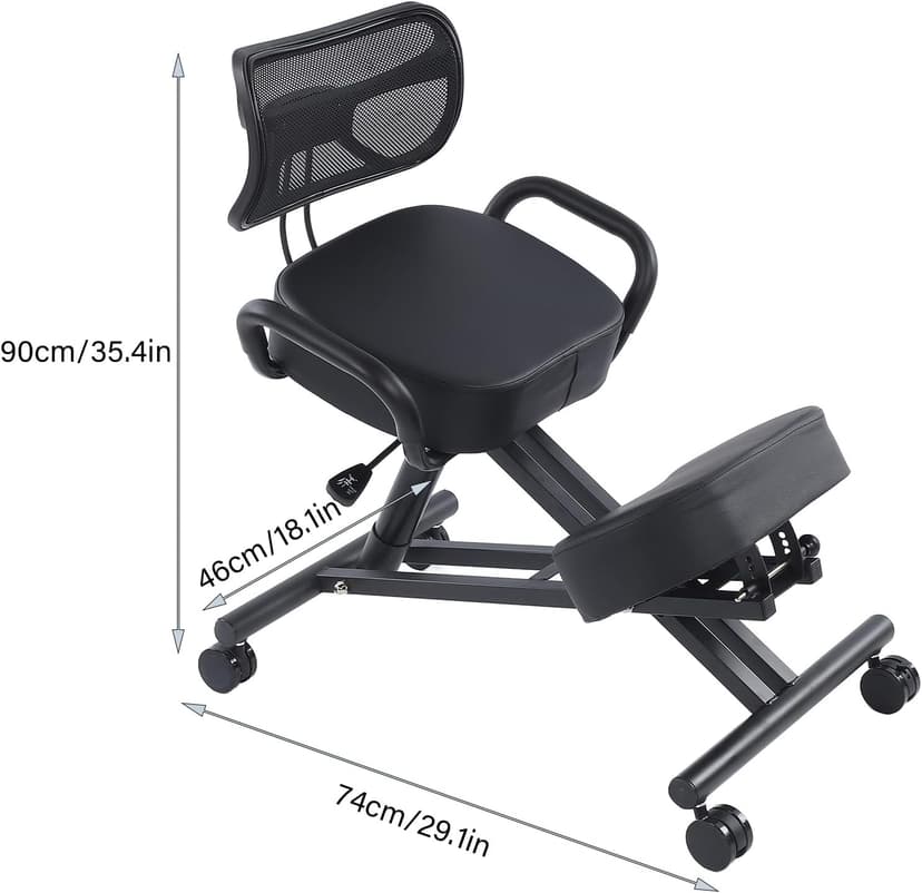 Ejoyous Kneeling Chair, Pneumatic Posture Correcting Knee Stool with Cushion Height Adjustable Rolling Orthopaedic Desk Stool for Banking Meeting Room Office Home Reception