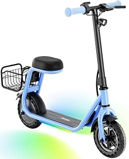 Hiboy Q2 Lite Electric Scooter with Seat for Kids Ages 4-10 - UL Certified, Up to 9.3 MPH with 100W Motor, 3-Speed Adjustable, Rear Basket, LED Neon/Brake Lights, LCD Display