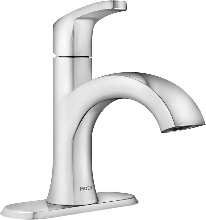 Moen Karis Chrome One-Handle Single Hole Bathroom Sink Faucet with Optional Deck Plate, 84346