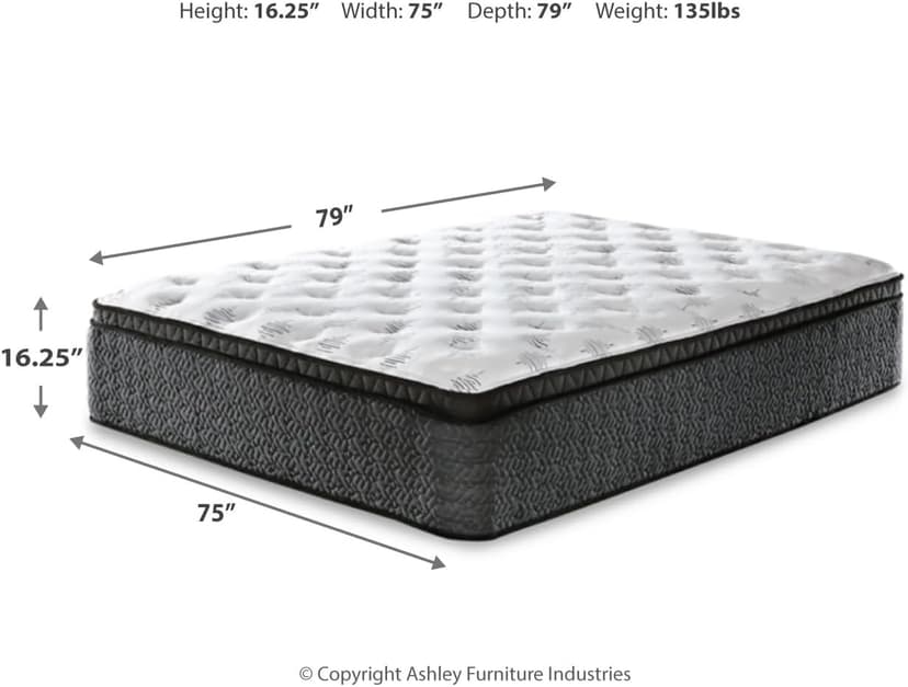 Signature Design by Ashley King Size Ultra Luxury 16 Inch Hyper Cool Euro Top Hybrid Mattress with Cooling Gel Memory Foam