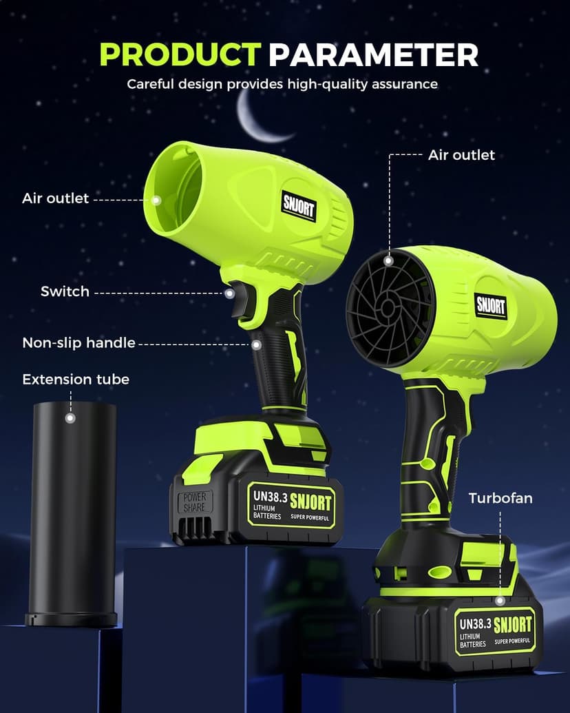 Leaf Blower Cordless with Battery and Charger, 500,000 RPM, Extended Nozzle, Lightweight Handheld Design, Turbo Jet Blower for Patio Cleaning,car Blowing Water, Lawn Care, Blowing Leaves and Dust