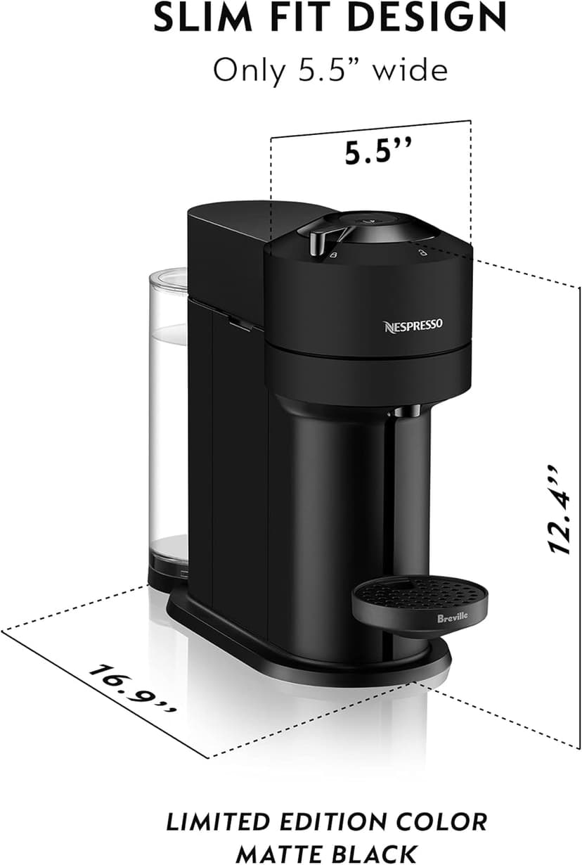 Nespresso VertuoPlus Coffee and Espresso Machine by Breville, Ink Black