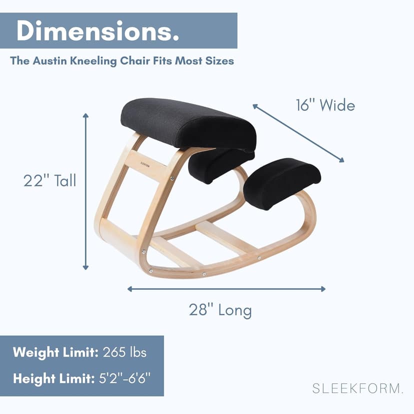 Sleekform Austin Kneeling Chair - Home Office Ergonomic Computer Desk Stool For Active Sitting