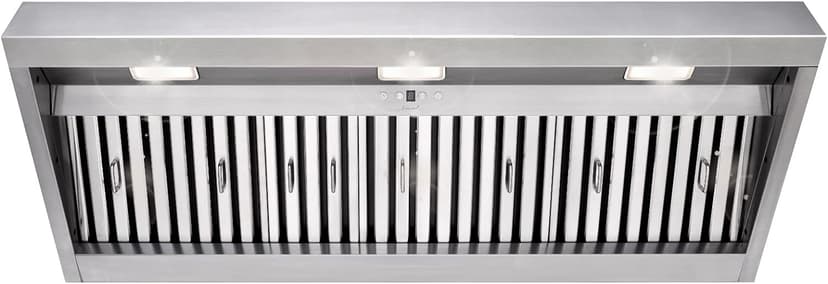 Akicon Range Hood Insert 48 Inch, 1200 CFM Built-in Kitchen Hood with 4 Speeds, Ultra-Quiet Stainless Steel Ducted Vent Hood Insert with Dimmable LED Lights and Dishwasher Safe Filters (Warm White)